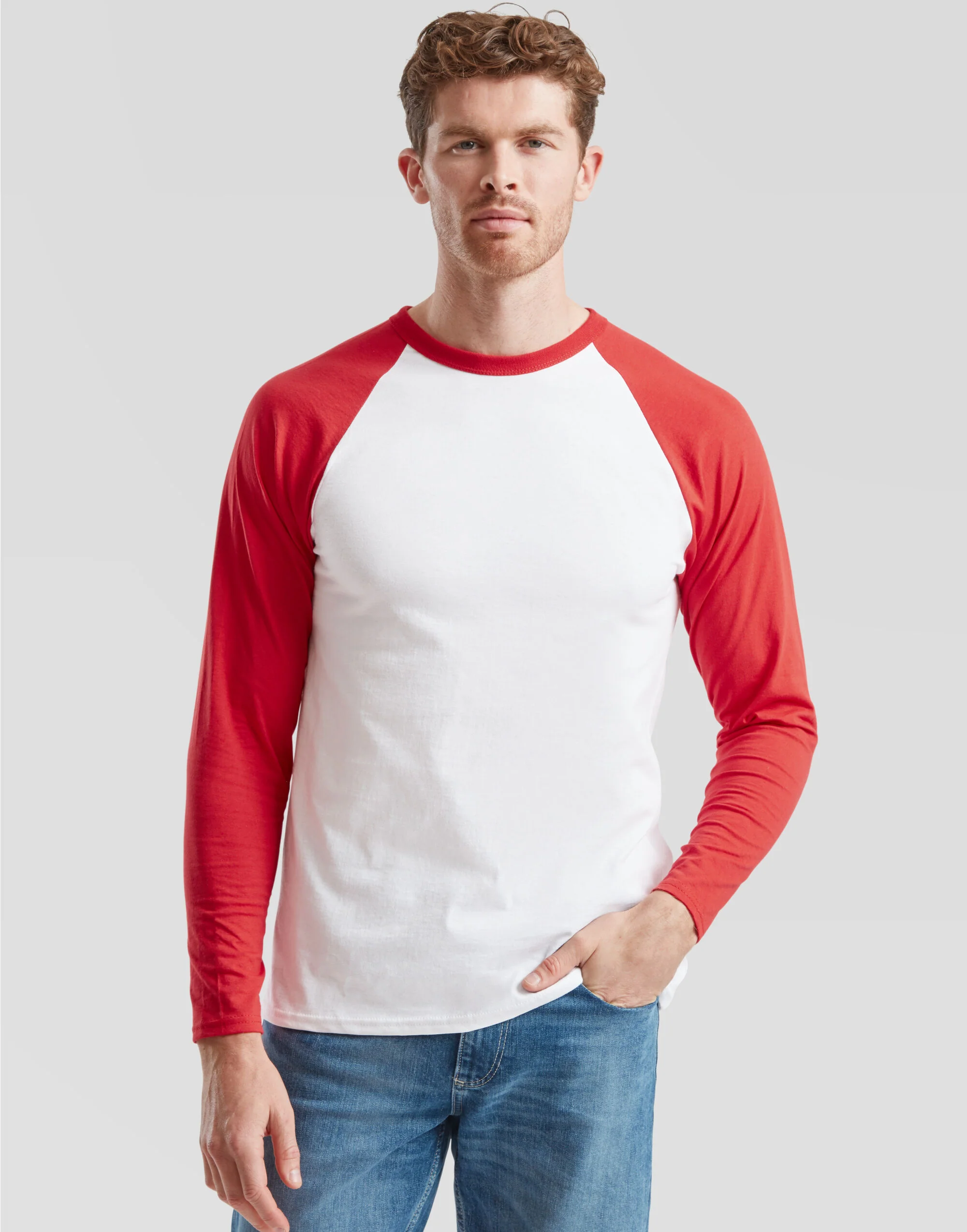 Fruit Of The Loom Men's Valueweight Long Sleeve Baseball T-Shirt 61028