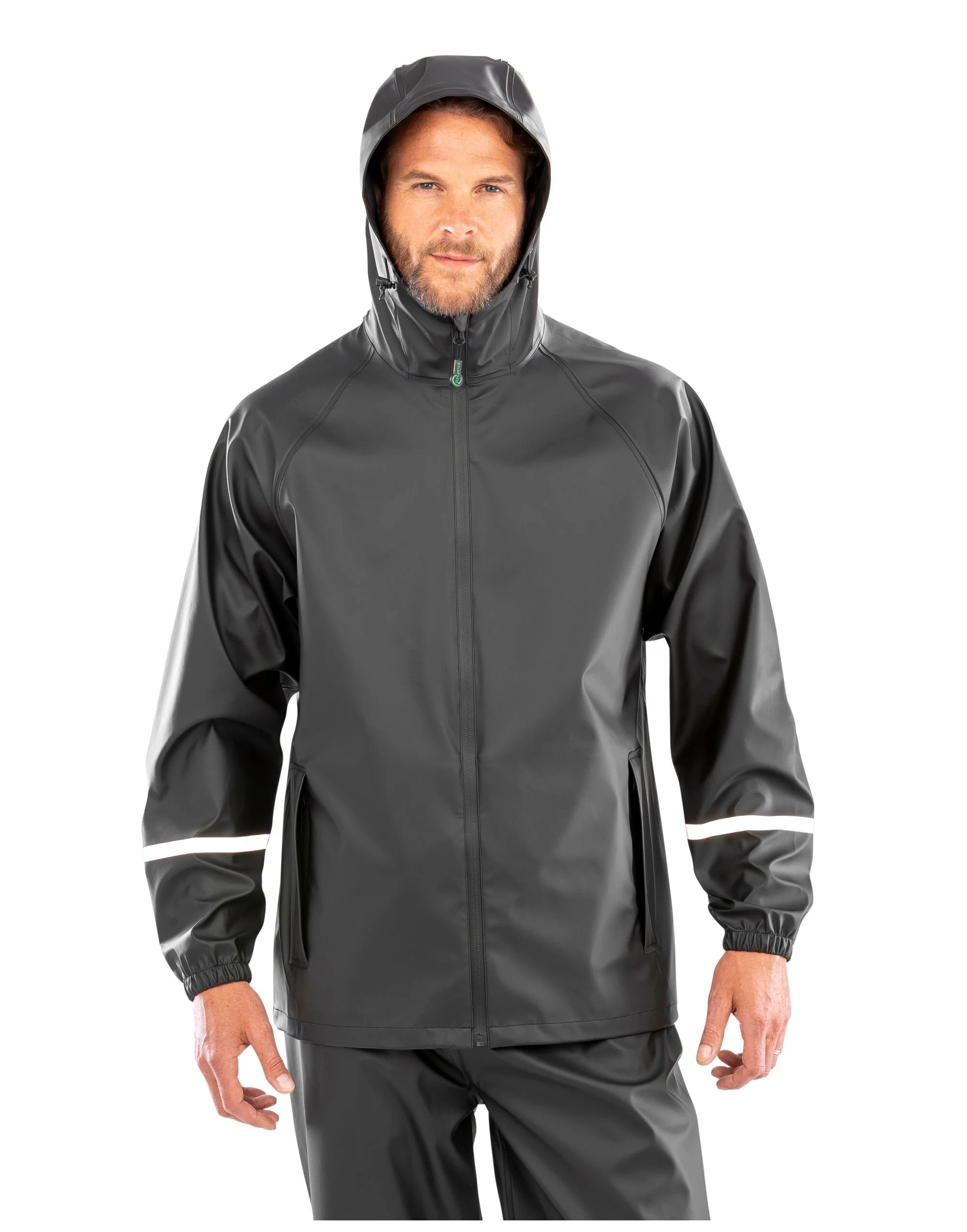 Result Recycled Prism PU Waterproof Jacket With Reflective Bands and Recycled Backing R915X