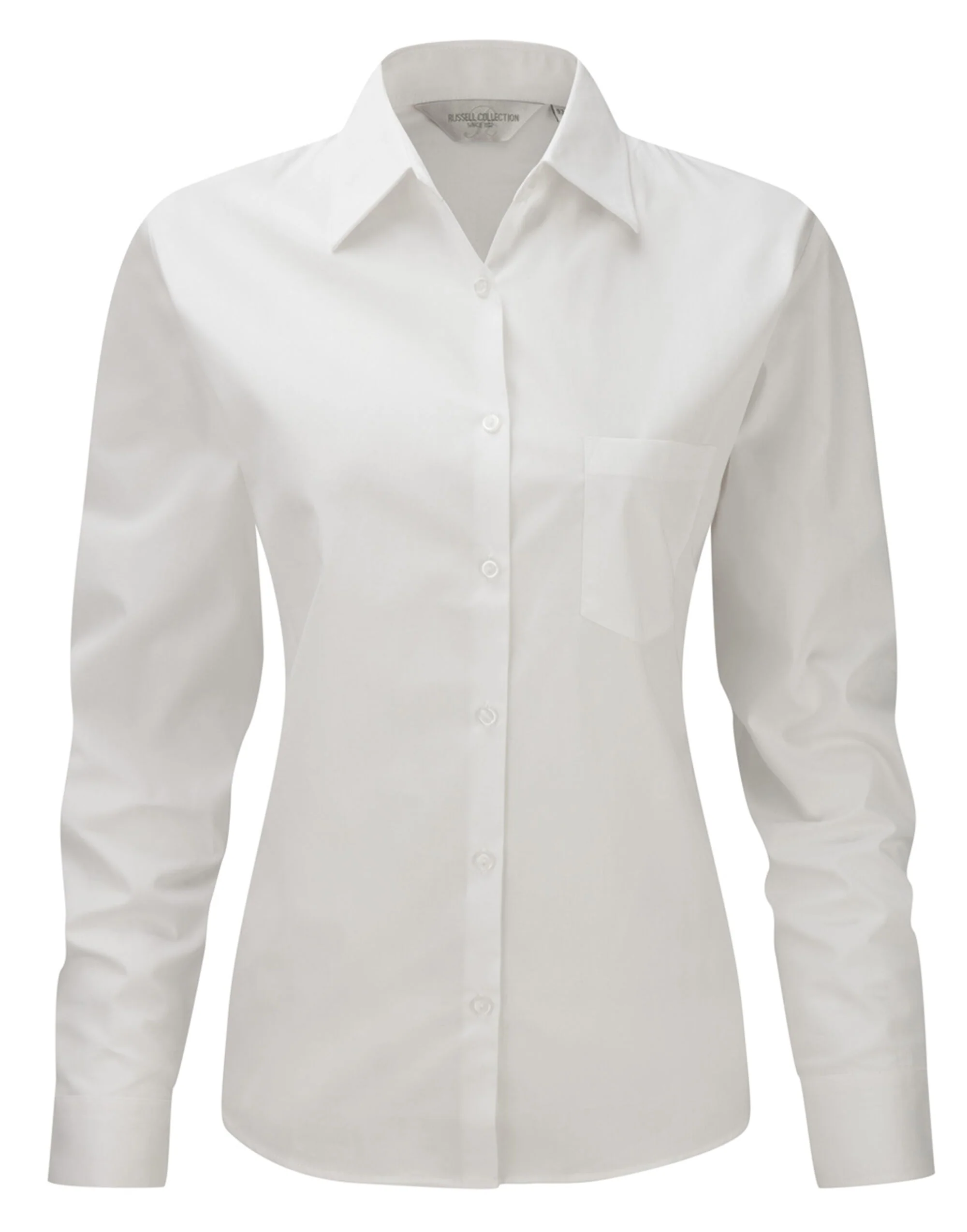 Russell Collection - Ladies' Long Sleeve Classic Pure Cotton Poplin Shirt - 936F - Image 2
