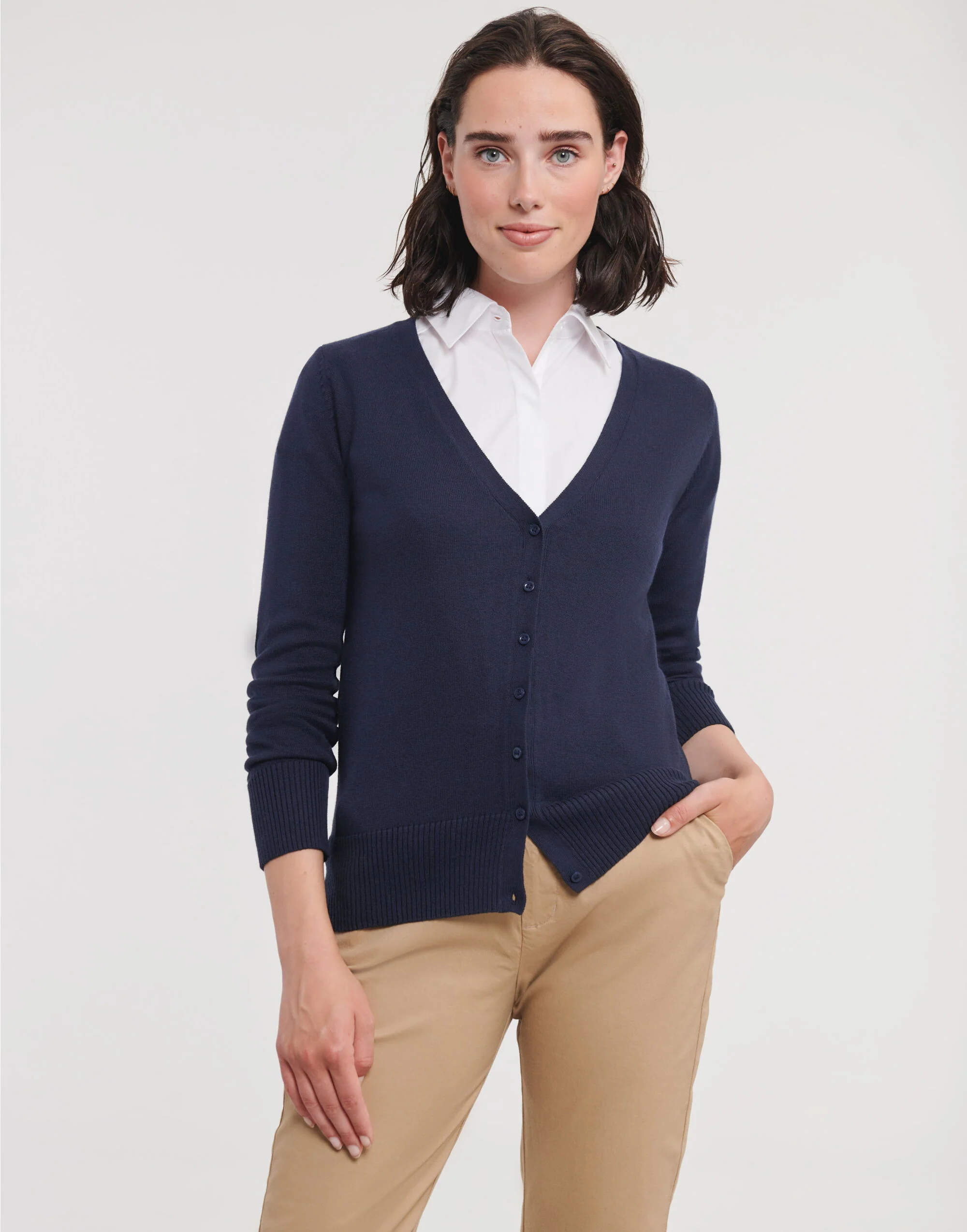 Russell Collection - Ladies'  V-Neck Knitted Cardigan - 715F - Image 6