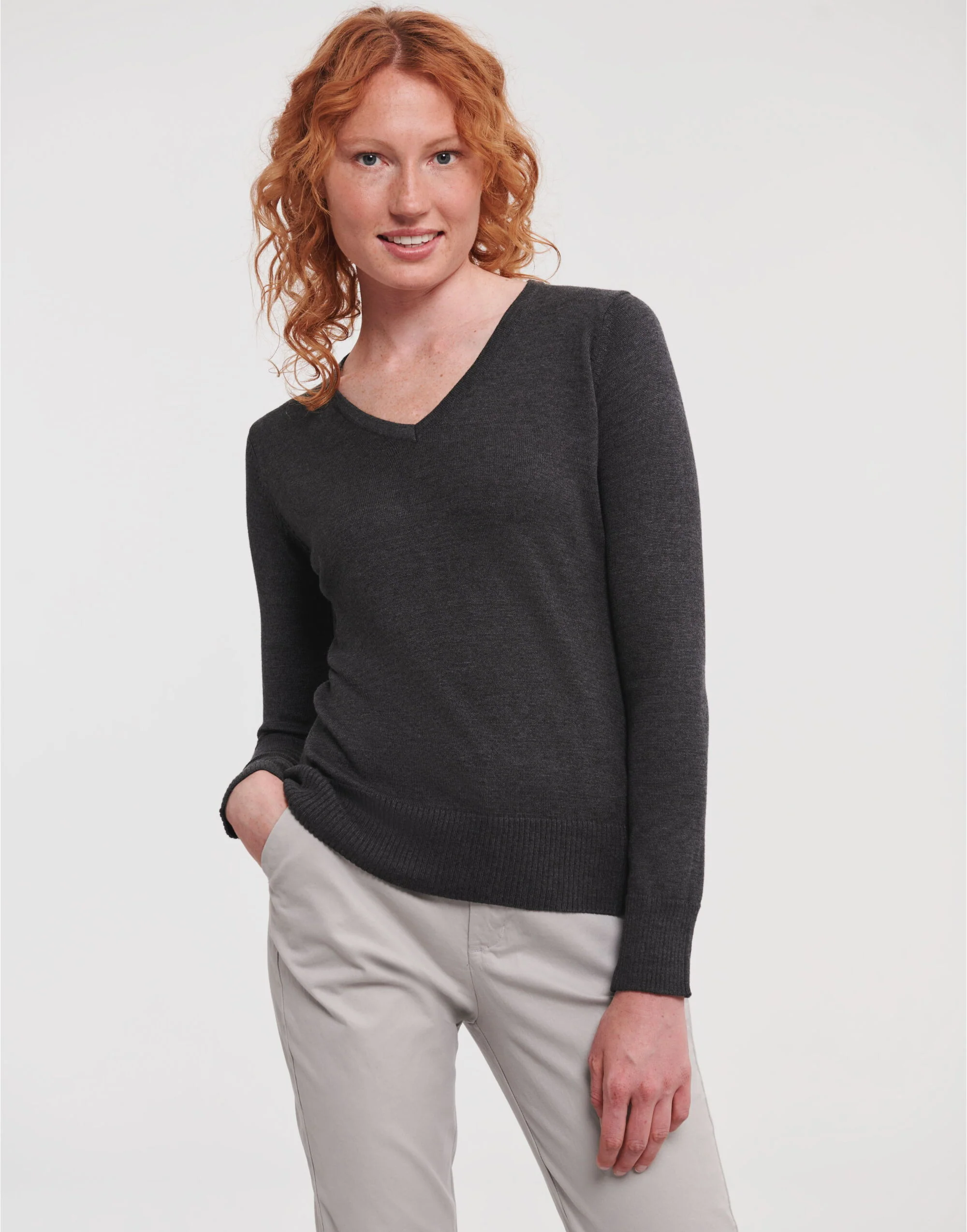 Russell Collection - Ladies' V-Neck Knitted Pullover - 710F - Image 6