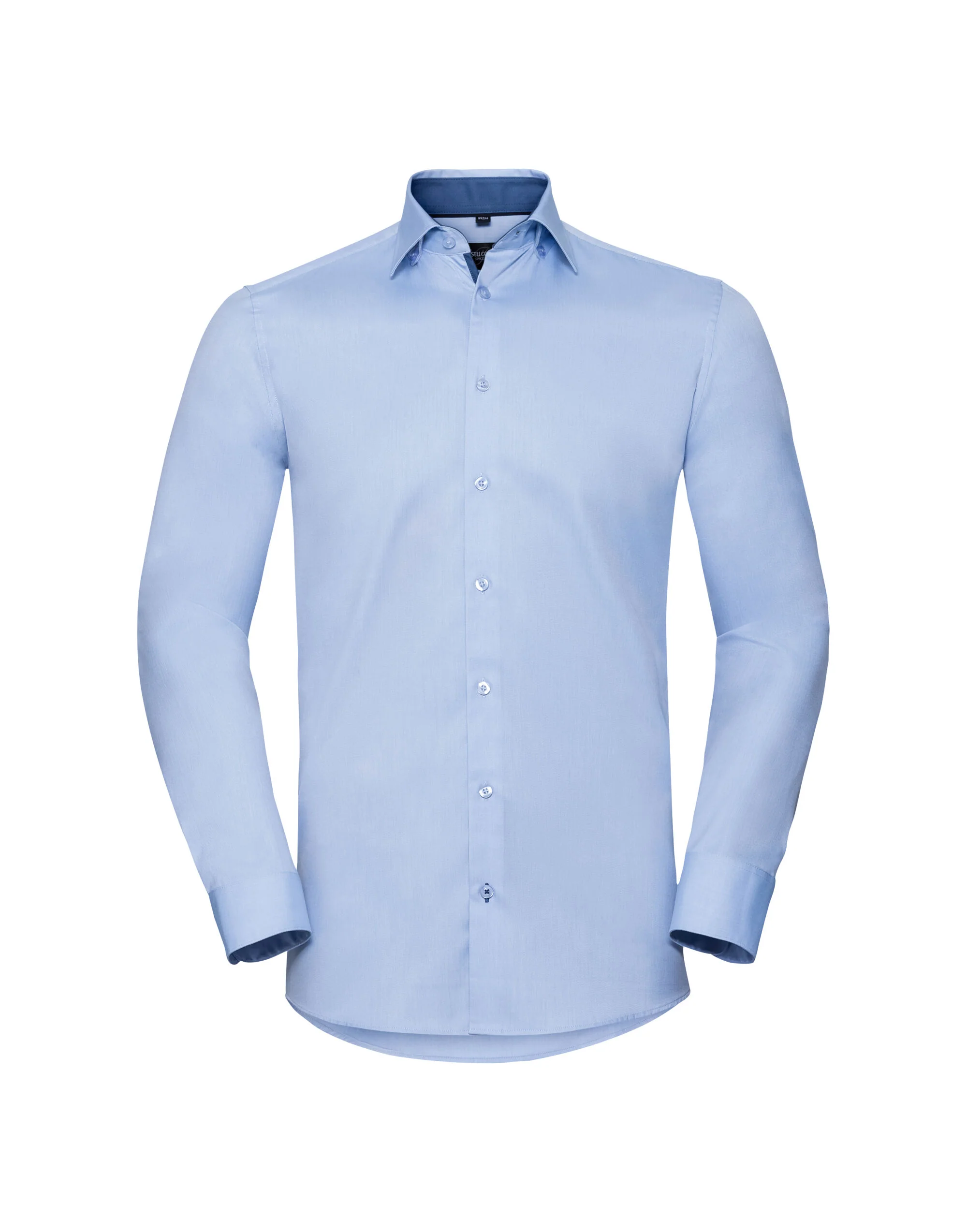 Russell Collection - Men's Long Sleeve Tailored Contrast Herringbone Shirt  - R964MC - Image 5