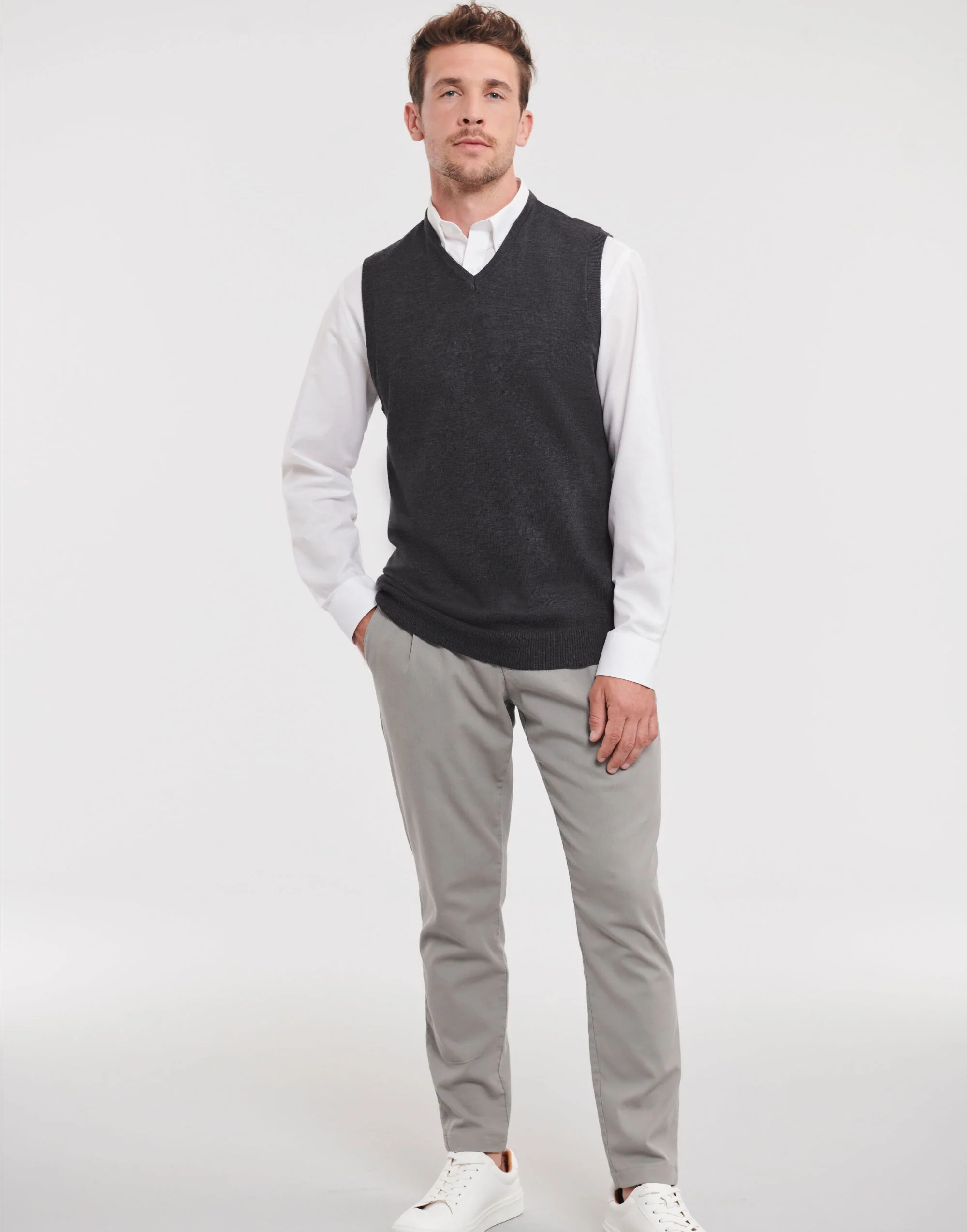 Russell Collection - V-Neck Sleeveless Knitted Pullover - 716M - Image 4
